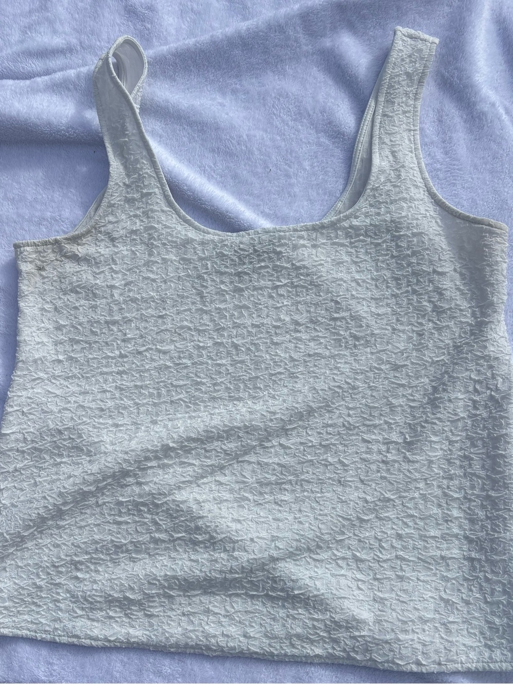 Eloquii White Textured Square-Neck Tank